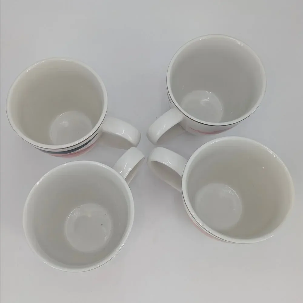 West Elm Ceramic Mug Set Abstract Brushstroke Teal Pink Gold Coffee Tea Cup